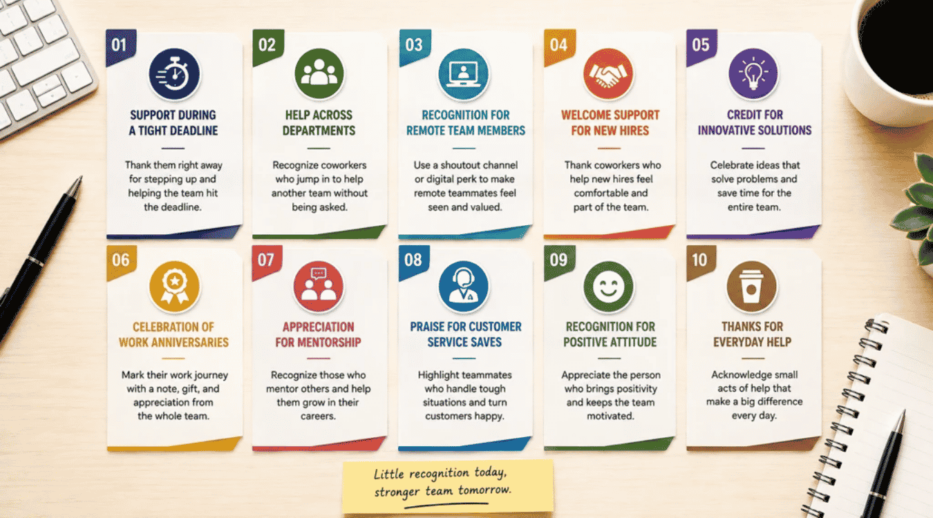 10 Peer Recognition Examples For Different Workplace Situation